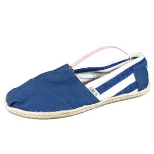Toms University Classics Women Espadrille Shoe Size 7 Casual Navy Blue Canvas